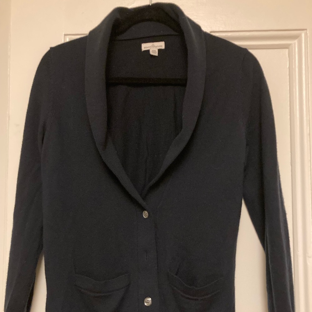 L.L. Bean Signature Shawl Collar Cardigan XXS Navy